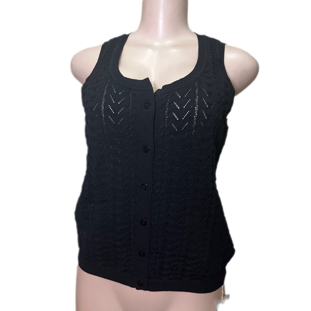 NWT Black Sleeveless Button-Up Top